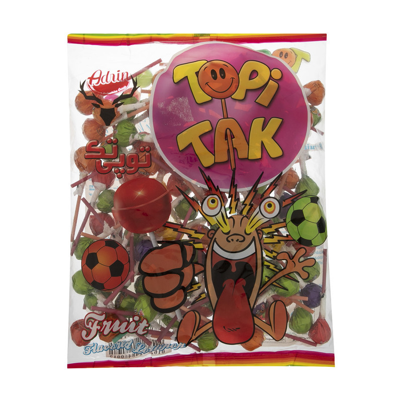 محصول نمونه تستی  آبنبات چوبی توپی تک آدرین - 600 گرم بسته 100 عددی