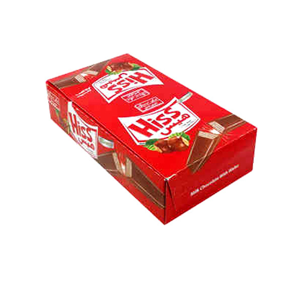 محصول نمونه تستی  ویفر با روکش شکلات هیس شیرین عسل - 504 گرم بسته 24 عددی